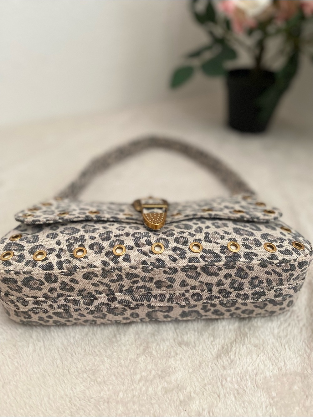 Betsey Johnson Leopard Print Shoulder Bag with Gold Buckle - Picture 10 of 10